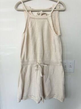 Universal Thread Cream Crochet Romper Jumpsuit L